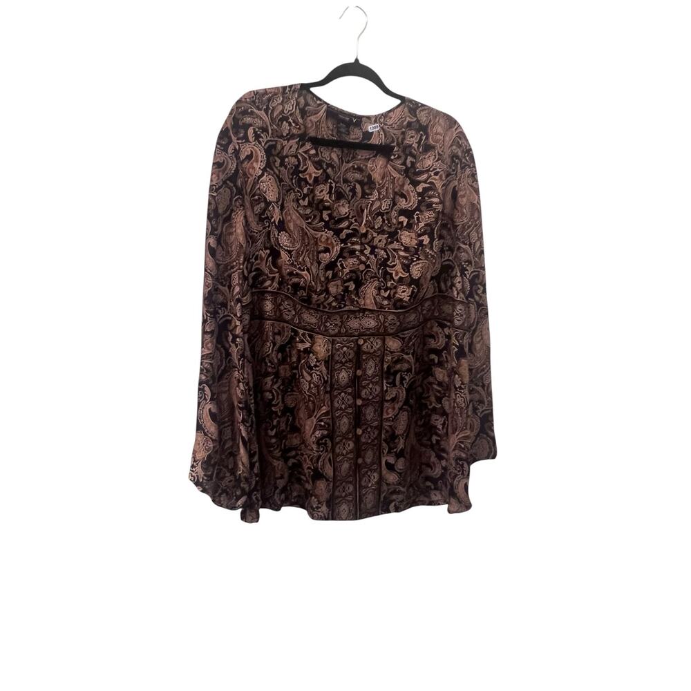 Venezia Women’s 18/20 Plus silk paisley Y2K whimsygoth fairy babydoll top - Picture 3 of 4